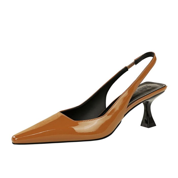 BIGTREE SHOES 2a02 European and American Style Retro Simple Women's Shoes Wine Cup Heel High Heel Low-Cut Square Toe Hollow Back Strap Back Open Shoes - Image 5
