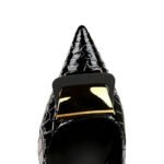 BIGTREE SHOES 3391-k56 High Heels Women's Shoes Stiletto Heel Shallow Mouth Pointed Snakeskin Patent Leather Metal Buckle Decoration Pumps Women - Image 4