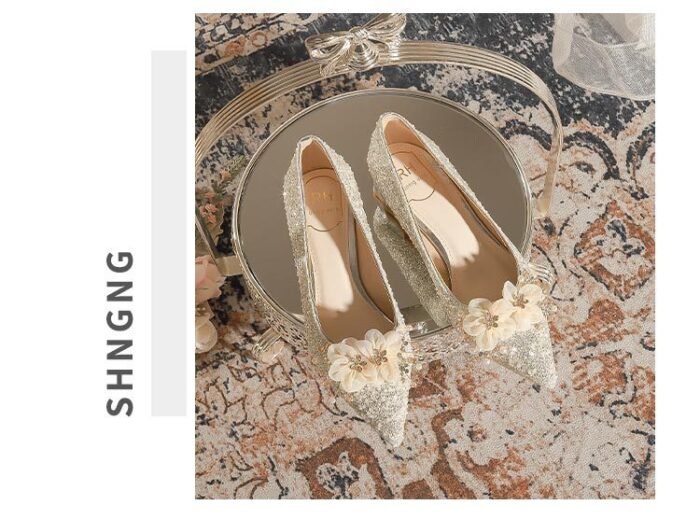 3119-105 French Wedding Shoes Bridal Women's Shoes Xiuhe Main Wedding Dress Bridesmaid Shoes High-Grade Crystal High Heels Annual Meeting - Image 10