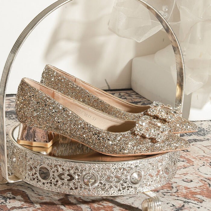 3119-5 French Wedding Shoes Bridal Women's Shoes Xiuhe Main Wedding Dress Bridesmaid Shoes High-Grade Crystal High Heels Annual Meeting - Image 3