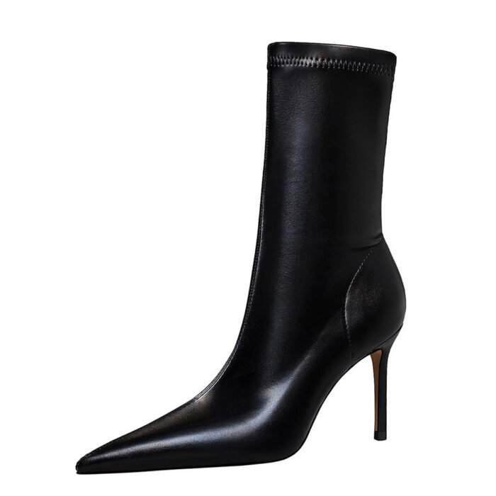 BIG TREE SHOES 315-a12 European and American Style Fashion Simple Stiletto Heel Shallow Mouth Pointed Toe Sexy Nightclubs Thinner Ankle Boots Female Boots - Image 5