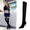 b766f8f46c6dcf9f2cbe6d3dc742e114-1 BIG TREE SHOES 315-9 European and American Style Fashion High Heel Elastic Lycra Stiletto Heel Pointed Toe Thinner Pedicure over-the-Knee Boots