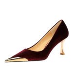 BIGTREE 1818-1 European and American Fashion  Thinner Wine Glass Heel High Heel Suede Shallow Mouth Metal Pointed-Toe Women's Shoes - Image 5