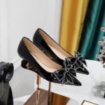Bigtree shoes 230-h53 Korean style affordable luxury fashion banquet low heel low-cut pointed toe rhinestone bow pumps female banquet women's shoes - Image 2