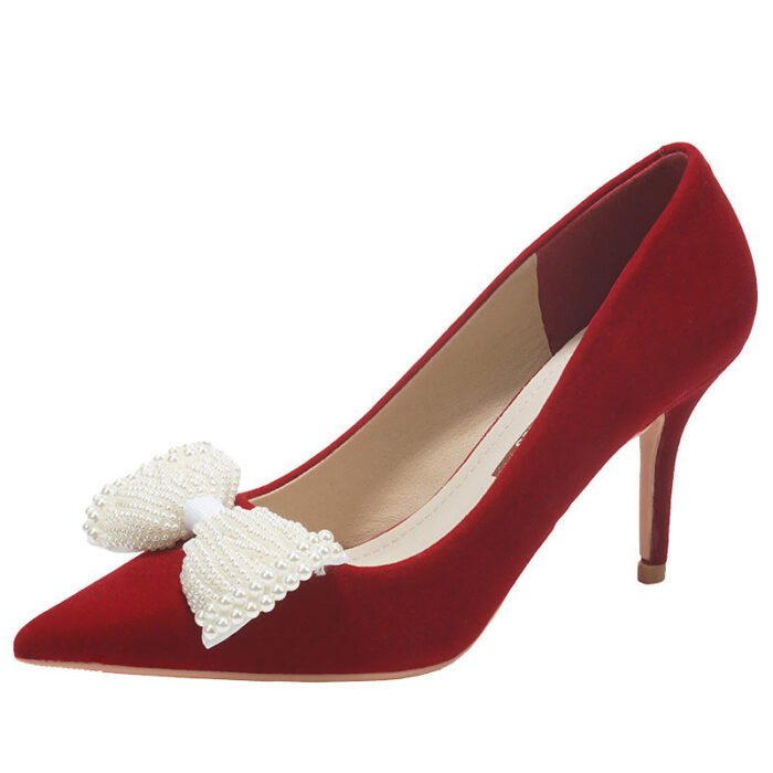 Runnig heels Runnig heels 878-43 Wedding Shoes Bridal Shoes Wedding Dress Red High Heels Women's Shoes Large and Small Size - Image 5