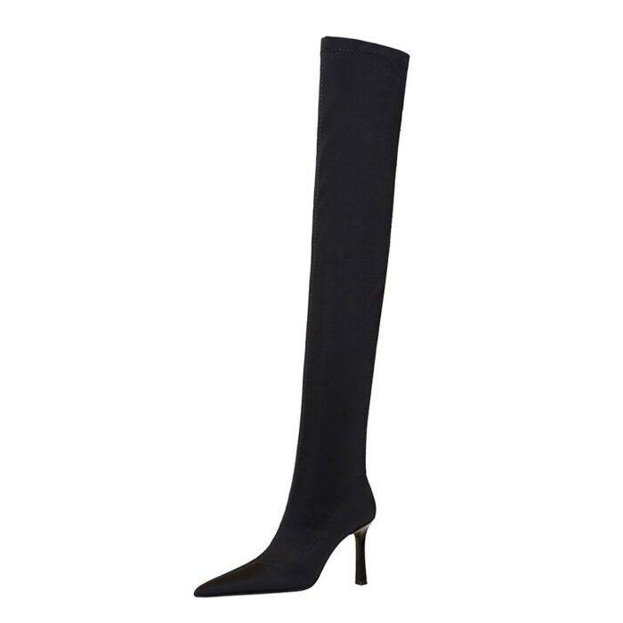 BIGTREE SHOES 365-9 European and American Style Banquet Sexy Nightclubs Thinner Boots Super High Heel Pointed Elastic Lycra over-the-Knee Boots - Image 5