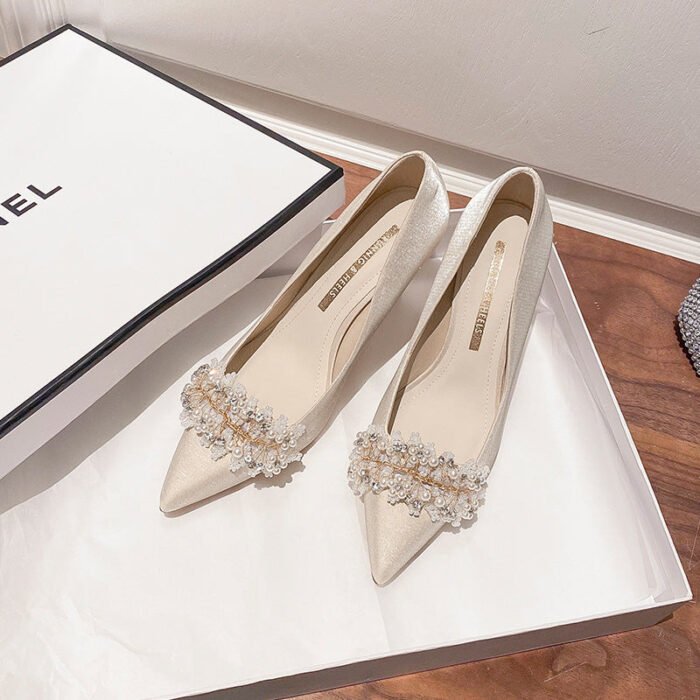 818-7 Pointed High Heels Women's Stiletto Heel Wedding Shoes High-Grade Wedding Shoes - Image 5