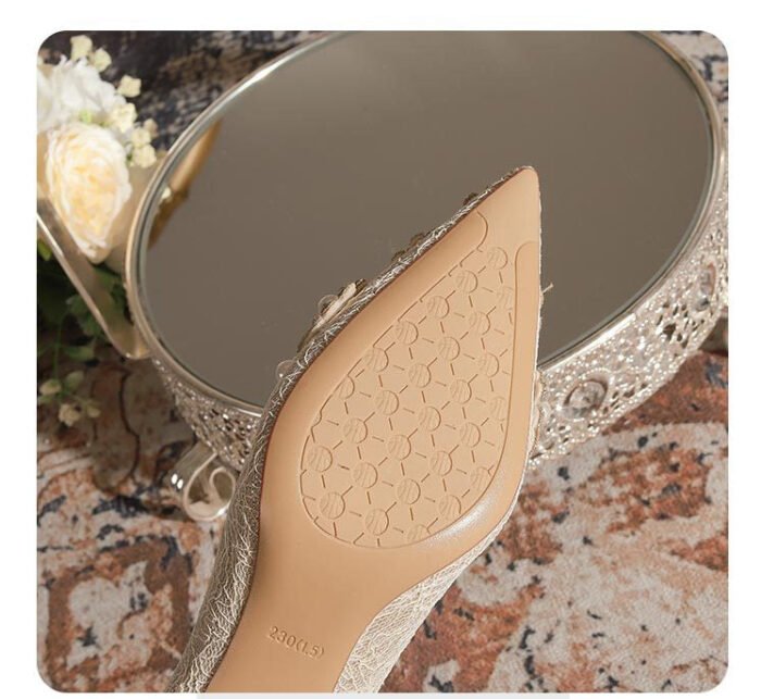 840-12 Rhinestone Pearl High Heels Women Xiuhe Wedding Shoes Stiletto Pointed Toe Large and Small Size Party Shoes - Image 9