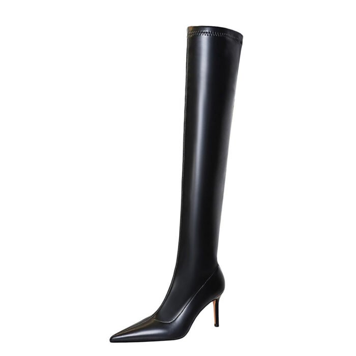 BIG TREE SHOES 315-a16 European and American Fashion Sexy Nightclubs Thinner Simple Boots Stiletto Heel Pointed Toe Leg Trimming over the Knee Length - Image 5