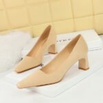 BIG TREE SHOES 6186-3 Korean Fashion Simple Comfortable Thick Heel High Heel All-Matching Business Ol Suede Low-Cut Square Toe Women's Thin Shoes - Image 4