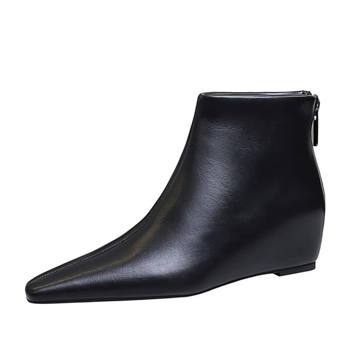 Bigtree Shoes 6632-8 European and American Retro Simplicity All-Matching Women's Boots Wedge Hidden Heel Mid Heel Slim Ankle Boots Ankle Boots - Image 5
