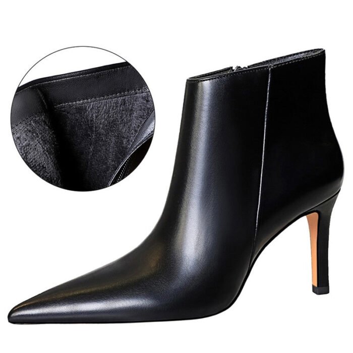 7286-1Winter boots, leather boots, stiletto shoes, women's-Bigtree shoes - Image 2