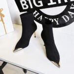 Bigtree Shoes 319-12 European and American Style Fashion Banquet Women's Boots Short Tube Stiletto Heel Metal Pointed Toe Pedicure Slimming Suede Short Boots - Image 4