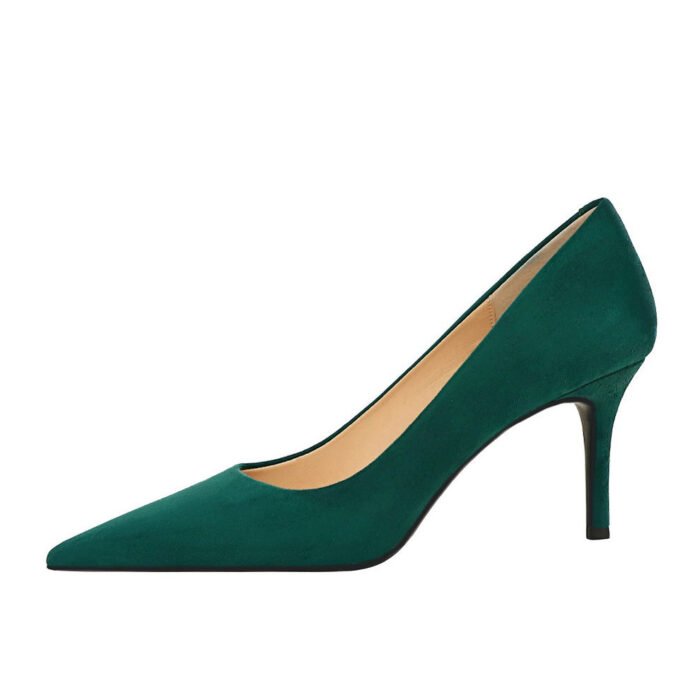 BIGTREE SHOES 7236-8 European and American Fashionable Simple Pedicure Slimming Women's Shoes Stiletto High Heel Low-Cut Pointed Suede Single-Layer Shoes High Heels - Image 3
