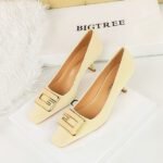 BIGTREE SHOES 6183-k25 European and American Style Fashion Professional Ol Women's Shoes High Heels Shallow Mouth Square Toe Metal Buckle Decorative High Heel Women's Shoes - Image 4