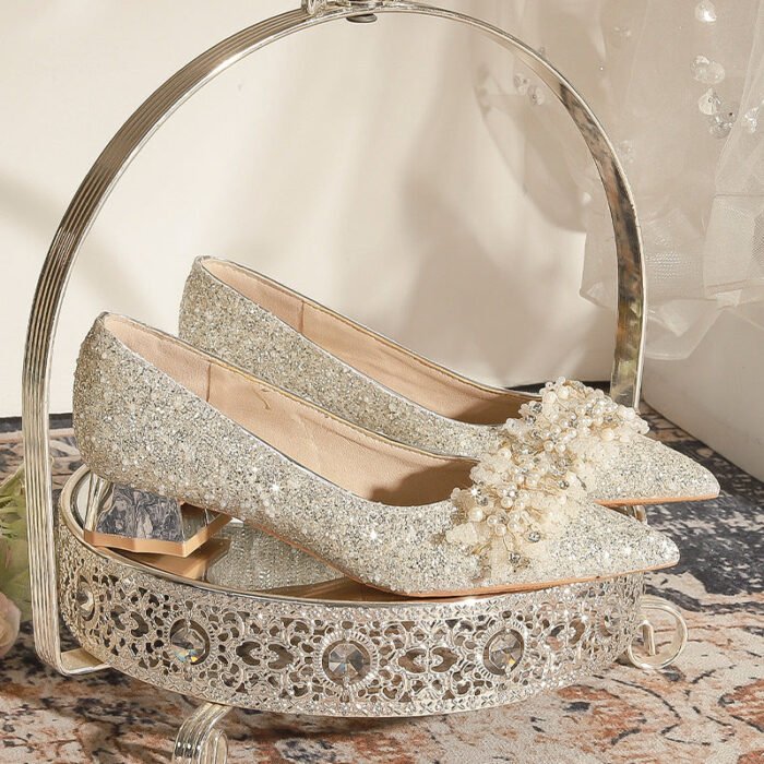 3119-7 French Wedding Shoes Bridal Women's Shoes Xiuhe Main Wedding Bridesmaid Shoes Crystal High Heels - Image 6