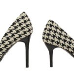9283-1 European and American style houndstooth high-heeled high-heeled shallow-pointed pearl chain plaid women's shoes - Image 4