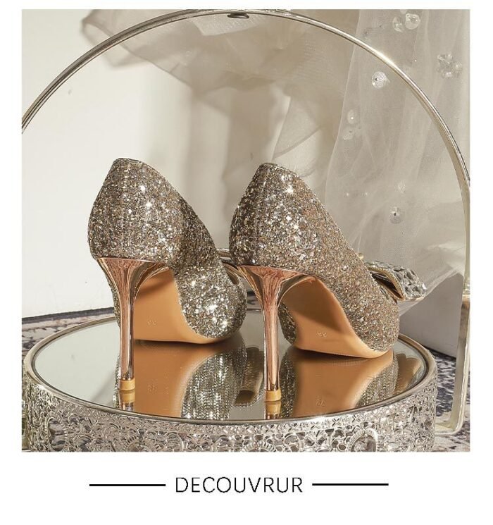 829-145 Pointed High Heel Shoes Women's Stiletto Heel New Wedding Shoes Bridal Shoes Crystal Shoes 32-43 - Image 11