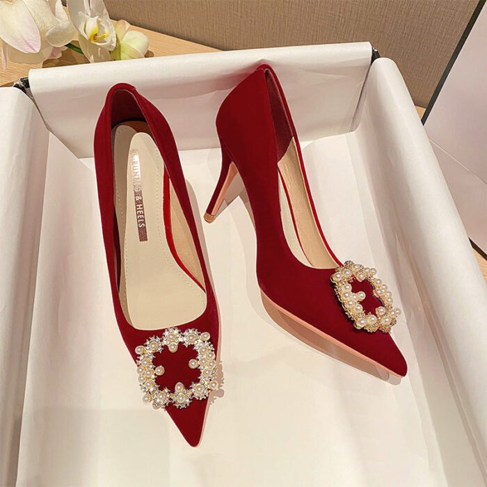 Runnig heels Runnig heels 878-89 Wedding Shoes Wedding Dress Two-Way Red High Heels Women's Shoes Large and Small Size - Image 5