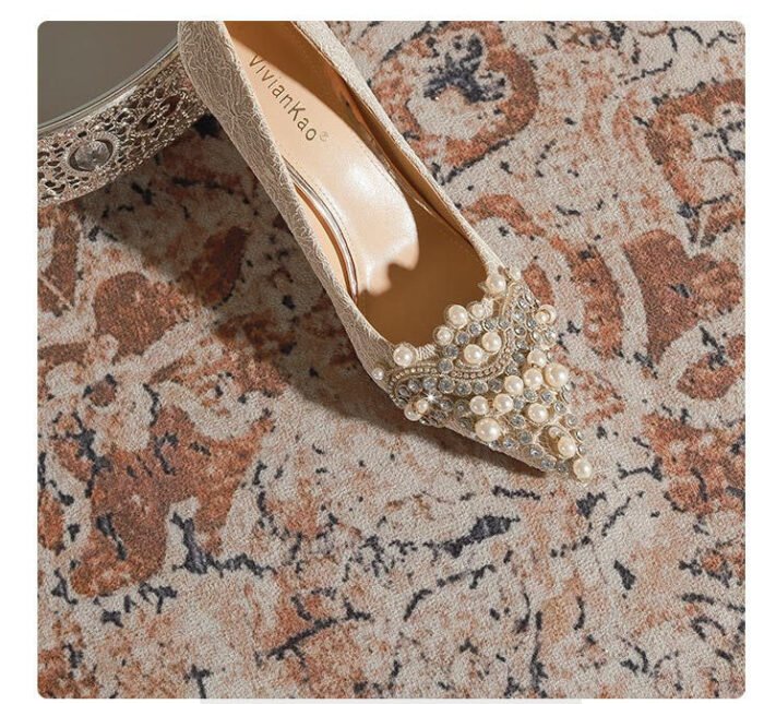 840-12 Rhinestone Pearl High Heels Women Xiuhe Wedding Shoes Stiletto Pointed Toe Large and Small Size Party Shoes - Image 7