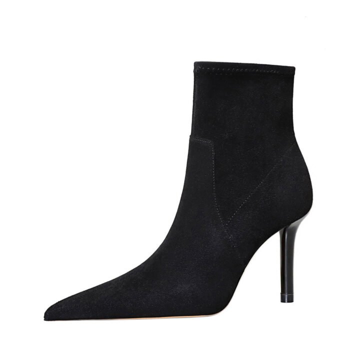 BIG TREE SHOES 1619-1 European and American Style Fashion Sexy Nightclubs Thinner Suede Side Zipper Pointed Toe Winter Short Female Boots Ankle Boots - Image 5