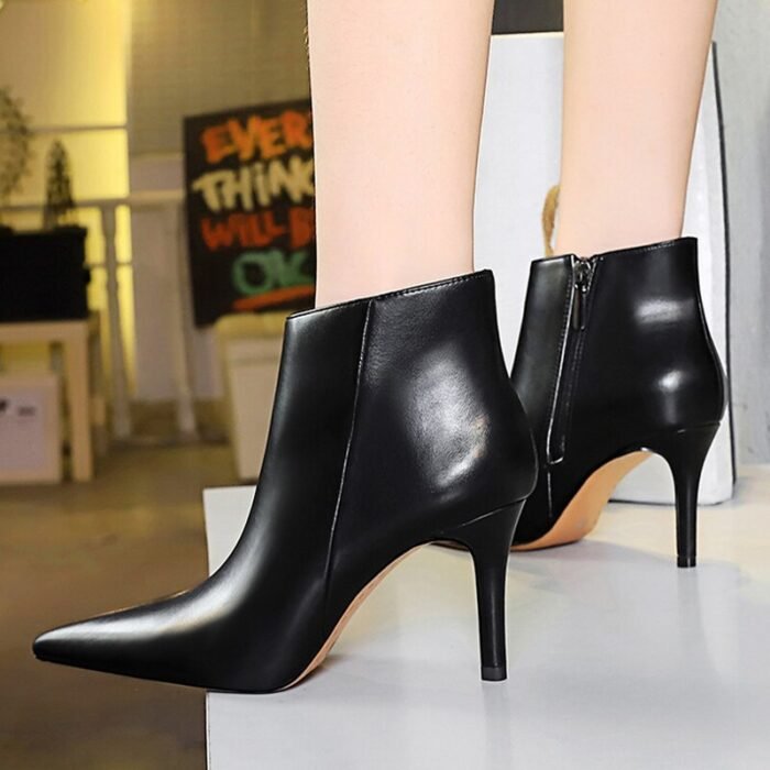 7286-1Winter boots, leather boots, stiletto shoes, women's-Bigtree shoes - Image 4