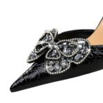 BIGTREE SHOES 8323-H23 European and American Banquet Women's Shoes High Heel Low-Cut Pointed-Toe Hollowed Strap Hollow-out Rhinestone Bow Sandals - Image 4