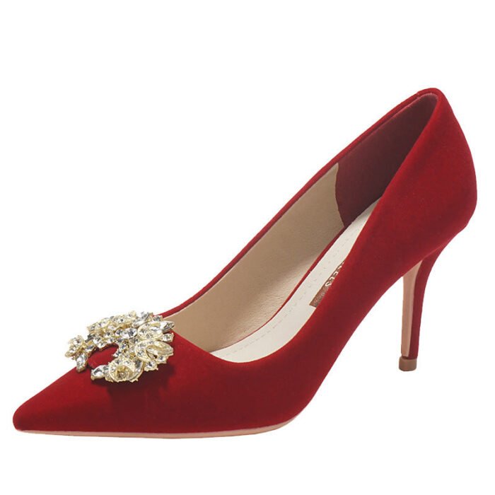 Runnig heels Runnig heels 878-53 Wedding Shoes Wedding Dress Red High Heels Women New Single Layer Shoes Large and Small Size - Image 5