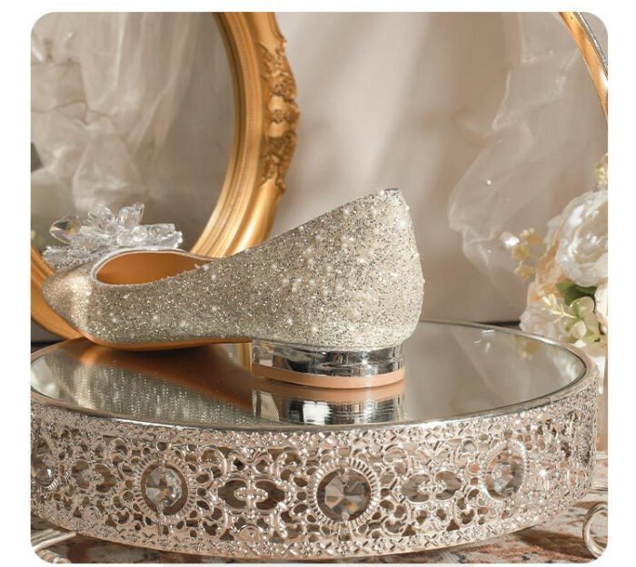 A29-52 Square Head Pearl Flat Chunky Heel Everyday Joker Niche Low Heel High Sense Bridesmaid Shoes Women - Image 7