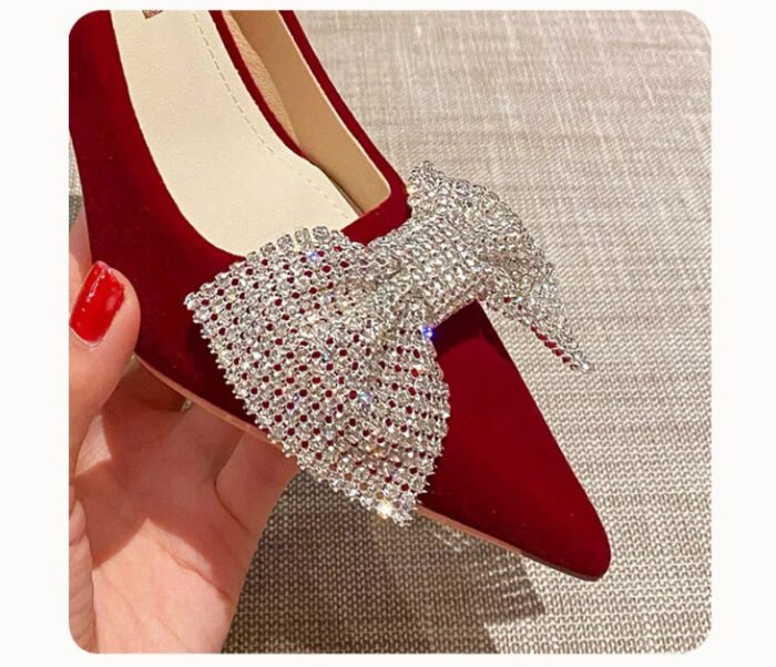 Runnig heels Runnig heels 878-48 Wedding Shoes Bridal Shoes Xiuhe Wedding Dress Two-Way Red High Heels New Single Layer Shoes Large and Small Size - Image 7
