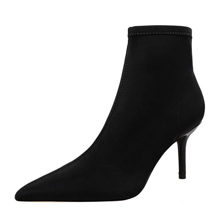 Bigtree Shoes 8788-1 European and American Style Ankle Boots Stiletto Heel Pointed Stretch Lycra Sexy Nightclubs Thinner Ankle Boots Skinny Boots - Image 5