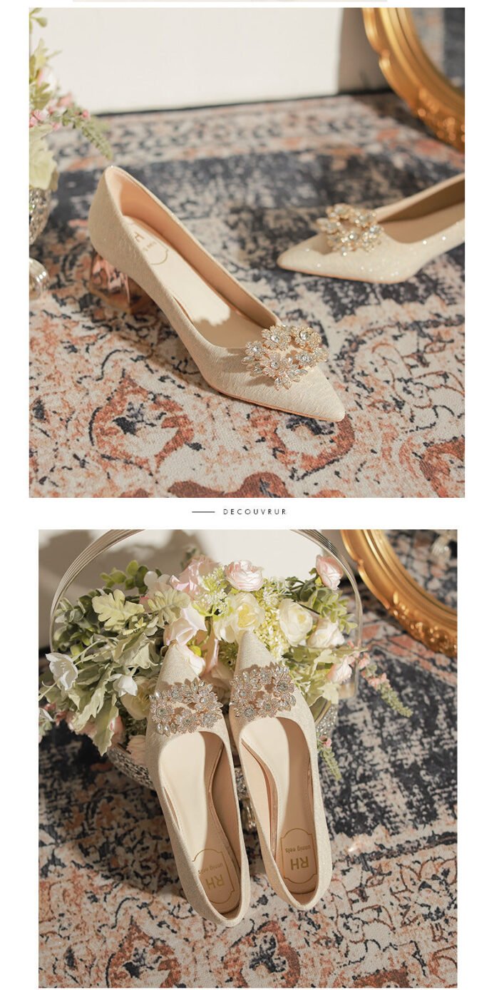 5118-6 Chunky Heel High Heels Women's New Wedding Shoes High-Grade Wedding Women's Shoes - Image 5