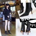 BIGTREE SHOES 9788-1 European and American Style Fashion Party Winter Short Female Boots Stiletto Heel Pointed-Toe Side Zip Ankle Boots - Image 4