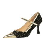 BIGTREE SHOES 3739-A6 French Style Classic Style Elegant Shallow Mouth Pointed Pearl Ankle-Strap High Heel Pumps Women's Shoes High Heels - Image 5