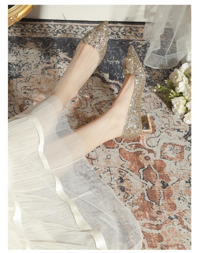3119-5 French Wedding Shoes Bridal Women's Shoes Xiuhe Main Wedding Dress Bridesmaid Shoes High-Grade Crystal High Heels Annual Meeting - Image 9