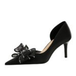BIGTREE SHOES 3226-Ah38 Korean Style Fashion Banquet Women's Shoes Stiletto Low-Cut Pointed Toe Rhinestone Lace Bow High Heel Pumps - Image 4