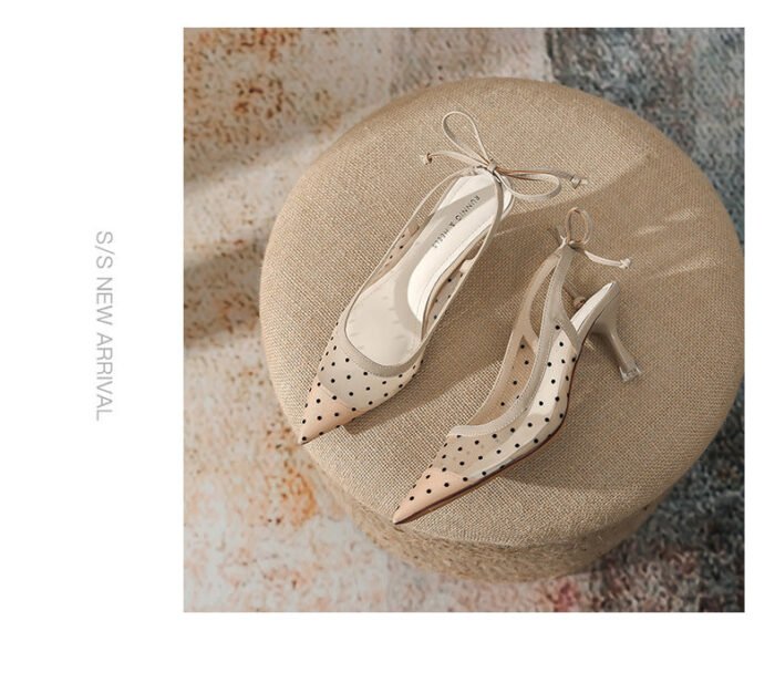 698-50 Mesh High Heels Women's New Hollow-out Elegant Fairy Fashion Back Open Shoes - Image 2