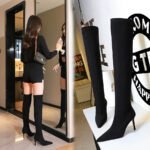 BIG TREE SHOES 315-a6 European and American Style Winter Fashion Simple Stiletto Heel Pointed Toe Slender Slimming Pedicure Suede over-the-Knee Boots - Image 2