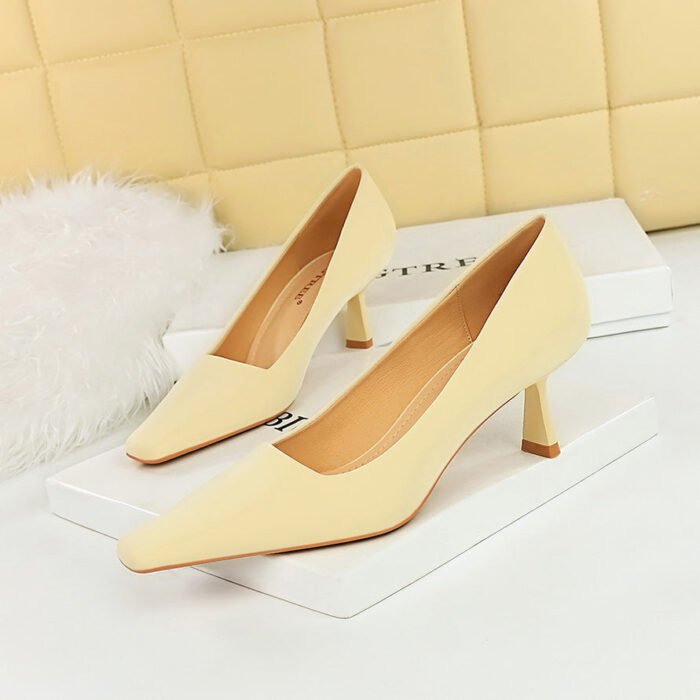 big tree shoes 6183-5 European and American Style Retro Women's Shoes Stiletto Heel Shallow Mouth Square Toe Simple Pedicure Slimming Spring and Autumn Single-Layer Shoes Women - Image 2