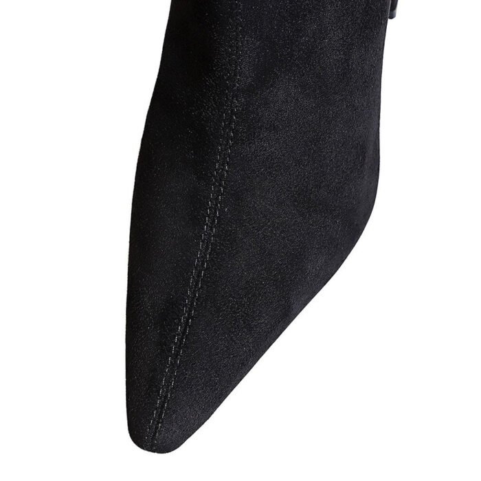 6838-1Ankle boots Women's pointed velvet boots Square high-heeled boots Women's shoes Fashion-Bigtree shoes - Image 5