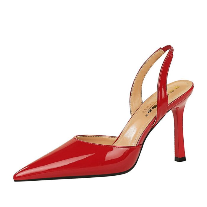 BIG TREE SHOES 228-2 European and American Simple Summer High Heel Shoes Shallow Mouth Pointed Hollow-out Back Empty Back Strap Strap Sandals High Heel - Image 5