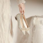 229-7 French Pointed Flat Low Heel High-Grade Wedding Shoes Bridesmaid Shoes Wedding Dress Two-Way Wear