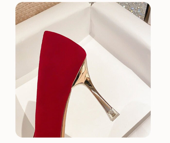 Runnig heels C888-31 Red Wedding Shoes Bridal Shoes High-Grade Pointed Wedding Shoes - Image 8