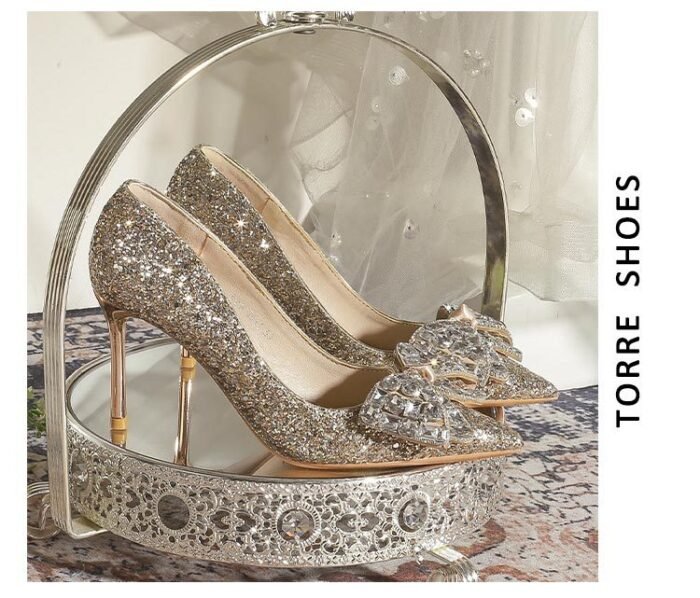 829-145 Pointed High Heel Shoes Women's Stiletto Heel New Wedding Shoes Bridal Shoes Crystal Shoes 32-43 - Image 7