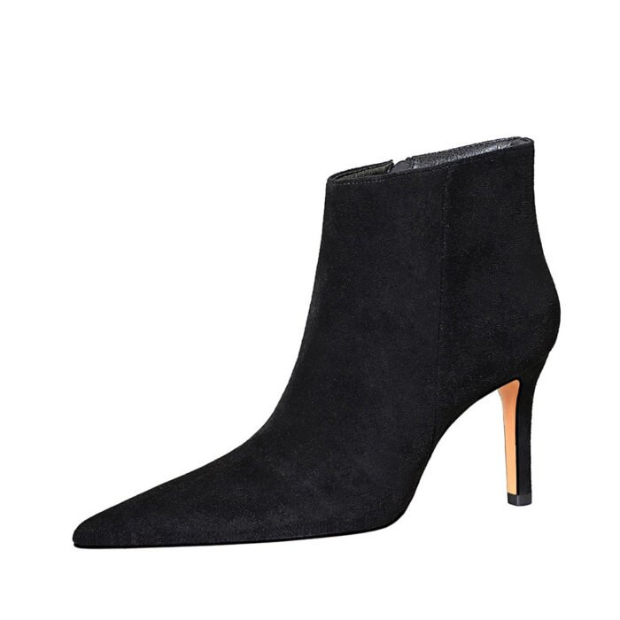 BIG TREE SHOES 7286-2 European and American Style Fashion Simple Sexy Nightclubs Thinner Suede Pointed-Toe Side Zip Winter High Heel Ankle Boots - Image 5