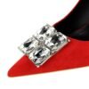 e2159193019253c217e73f07db9525e7 BIGTREE SHOES 9511-K58 Banquet Women's Shoes High Heels Stiletto Suede Shallow Mouth Pointed Square Rhinestone Buckle Super High Heel Shoes Women
