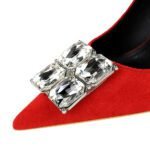 BIGTREE SHOES 9511-K58 Banquet Women's Shoes High Heels Stiletto Suede Shallow Mouth Pointed Square Rhinestone Buckle Super High Heel Shoes Women - Image 4