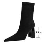 318-8Women's high-heeled boots suede thick ankle boots pointed shoes-Bigtree shoes - Image 2