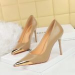 BIGTREE SHOES 3739-9 Retro European American Style Banquet High Heels Stiletto Women's Shoes Super High Heel Shallow Mouth Pointed-Toe Metal Pointed Toe Pumps - Image 2