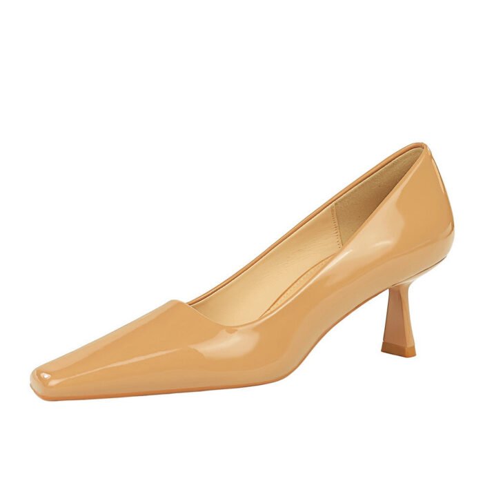 BIG TREE SHOES 6183-1 Korean Style Spring and Autumn Fashion Simple Patent Leather Women's Shoes Stiletto Heel Low-Cut Square Toe All-Matching High Heels Pumps - Image 5